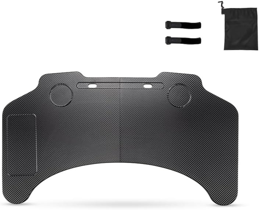 GROZY Foldable Carbon Fiber Textured Car Desk, Car Laptop Desk Steering Wheel Tray Eating Table, Multipurpose Portable Food Tray Dining Table for Dining Working, Car Travel Table for Tesla Model 3 Y image number 6