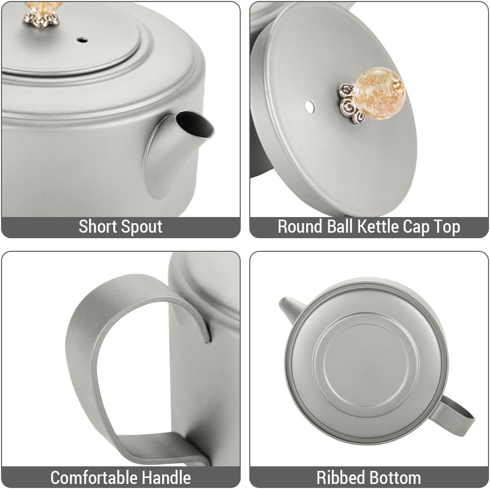 Mingzhe Outdoor Camping Ti Kettle 260Ml Lightweight Portable Teapot for Outdoor Hiking Trekking