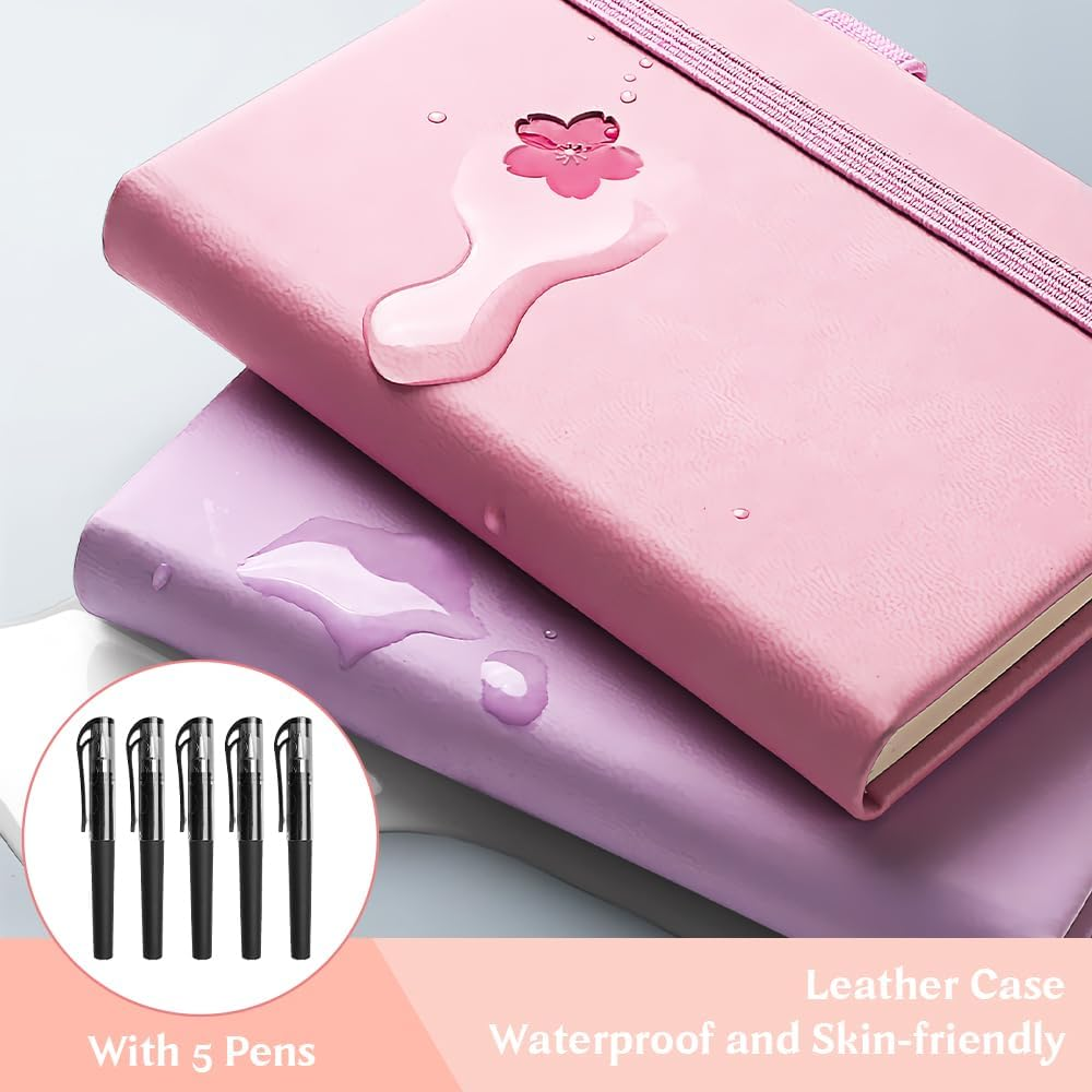 5 Pcs Pocket Notebooks, Mini Diary Notepad Memo Book, Small Journal with 5 Black Pens, Portable Note Book with Pen Holder for School Office Supplies, Kawaii Notebook for Girls Women Gifts image number 2
