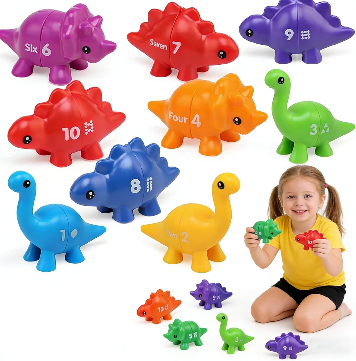 Number Matching Toy Set, 10 PCS Double-Sided Animal Counting Puzzle