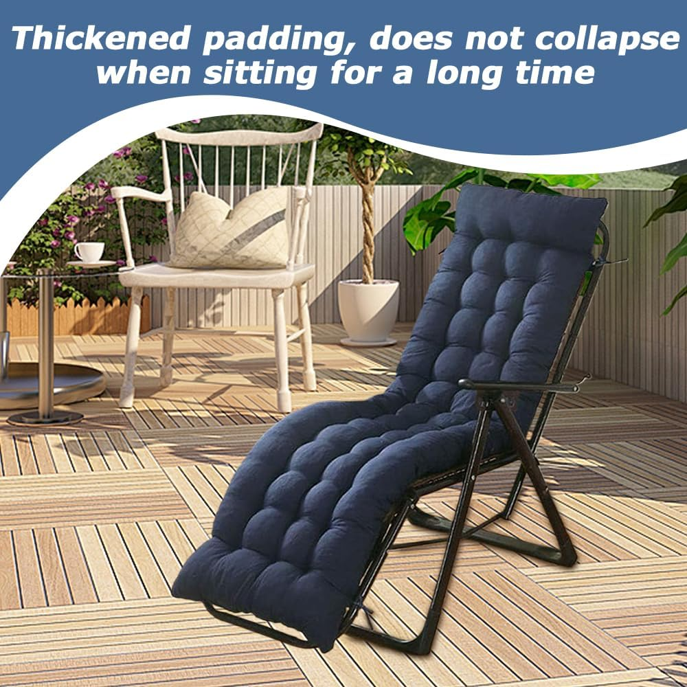 Thick Padded Sun Lounger Cushion with Ties, Quilted High Back Recliner Pad for Garden Patio Chaise Rocking Chairs, Indoor Outdoor Seat Mattress Replacement image number 5