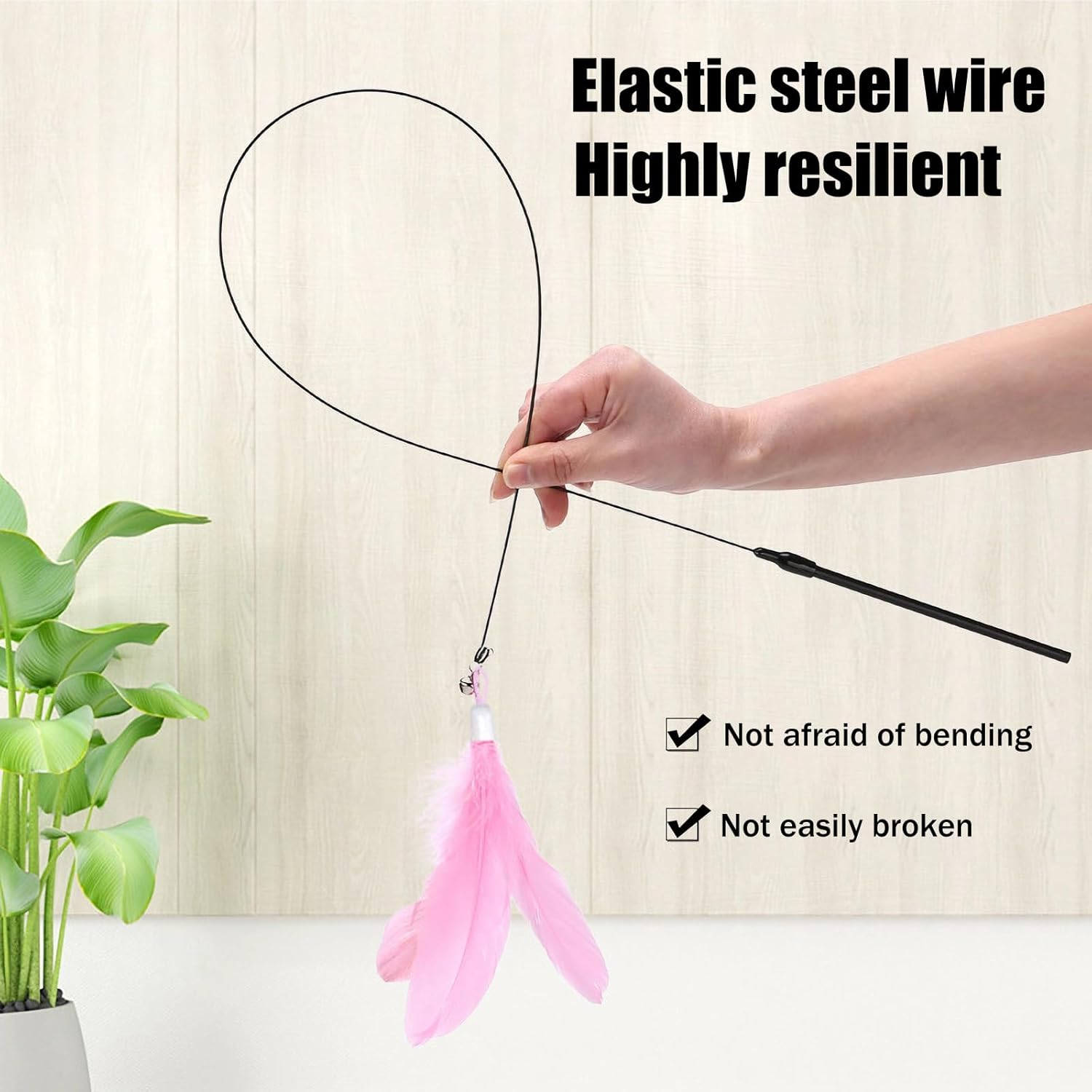 Cat Wand Toy Set 12 Pcs, Interactive Feather Cat Toys with Bell for Indoor Play, Exercise & Self-Entertainment, 2 Play Modes, Reusable Suction Cup Kitten Wand for Active Felines image number 1