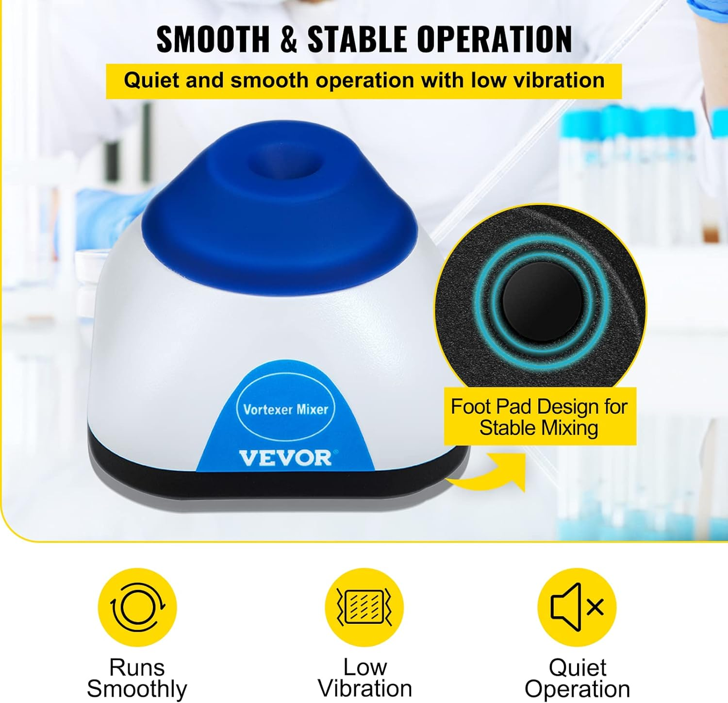 VEVOR Mini Vortex Mixer, Lab Vortex Mixer Shaker 3000RPM, 50ML for Lab Paint Ink, Blue