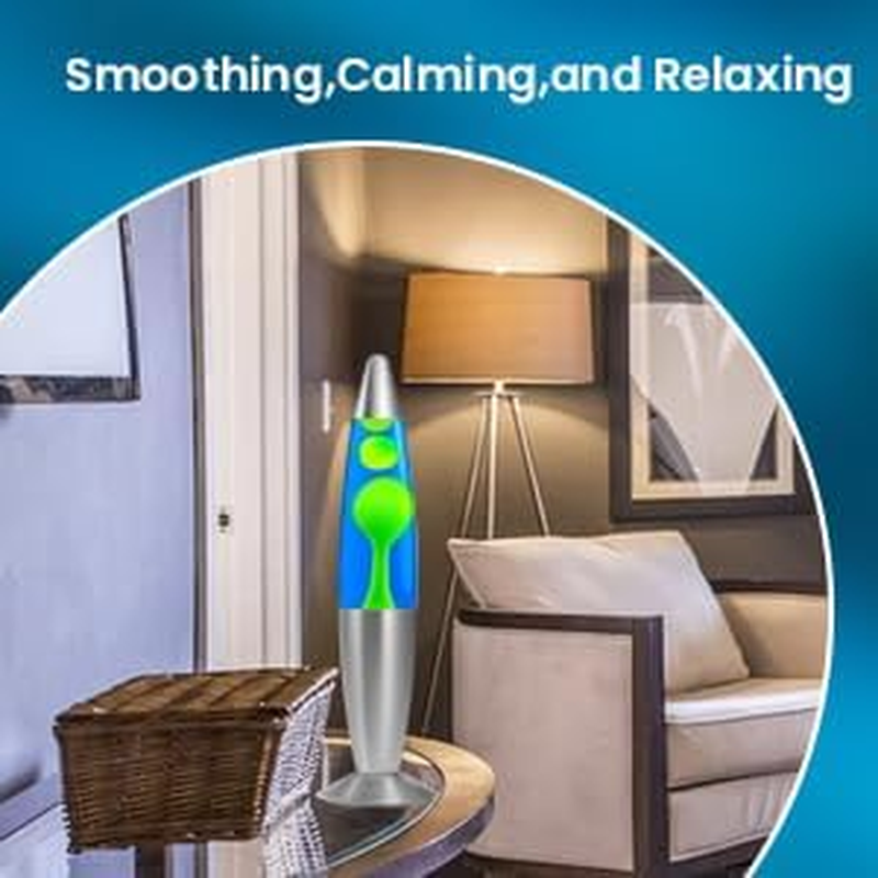 Bonlux Lavalamps, Classic Lavalamps for Adults and Kids-Smoothing Motion Lavalights for Relaxation,Aluminium Base,13.5Inch,With 2-Pack R39 25W E14 Lavalight Bulb,Blue Liquid/Green Wax image number 6