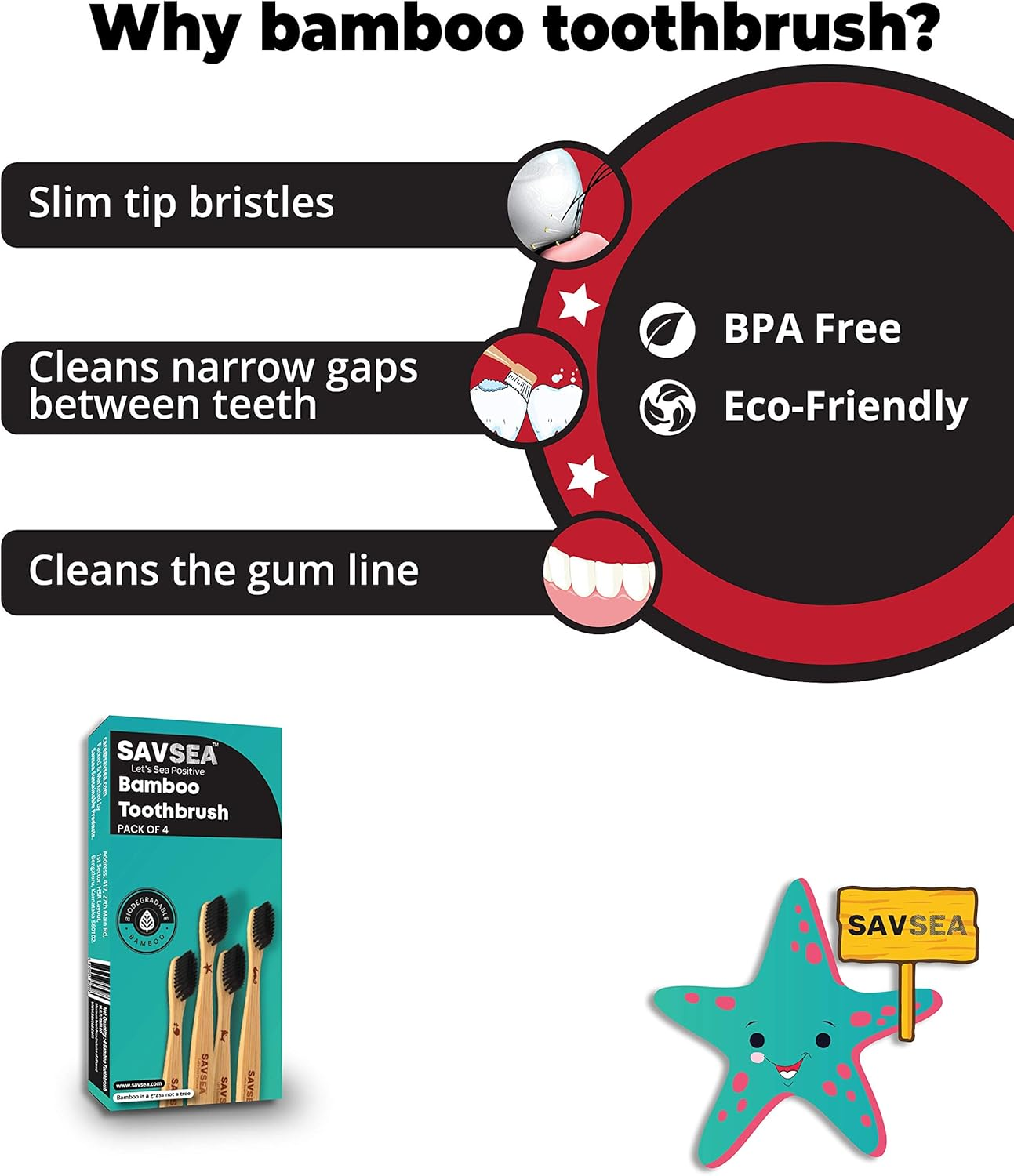 Soft Charcoal Bamboo Toothbrush - 8 Pcs