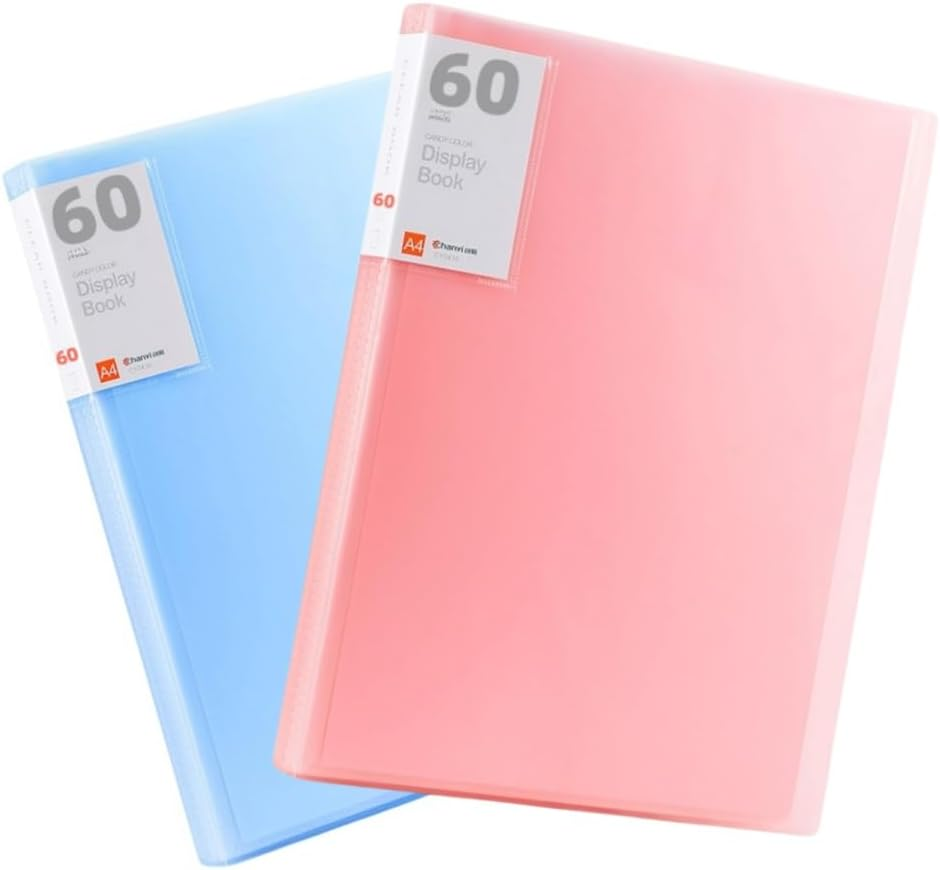 2Pcs Presentation Book with Clear Sheet Protectors, 60 Pockets A4 Portfolio Folder Binder Display for Document, Kids Artwork, Diamond Painting（Pink+Blue）