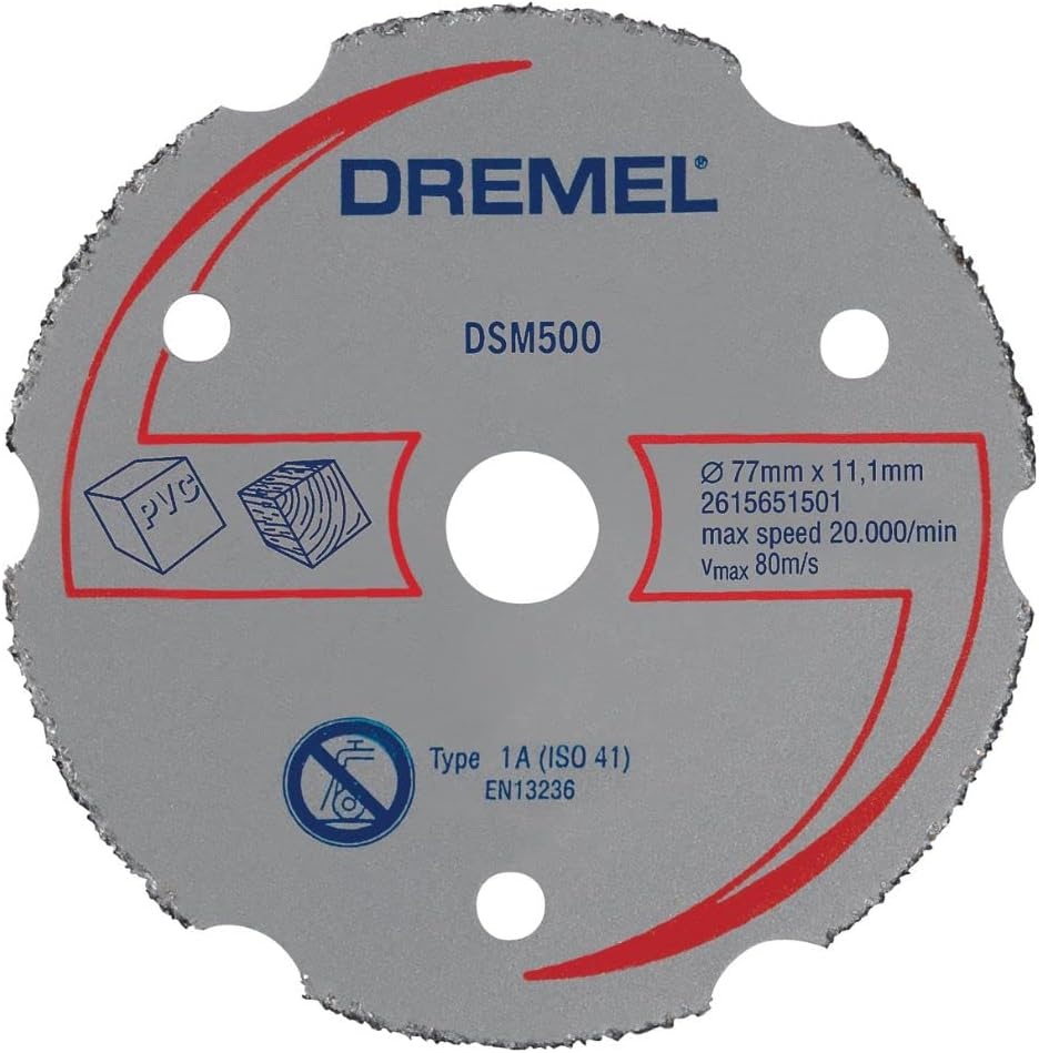 Dremel DSM500 Cutting Wheel for DSM20 Compact Saw, Circular Saw Blade with 20 Mm Cutting Depth for Straight and Plunge Cuts image number 5