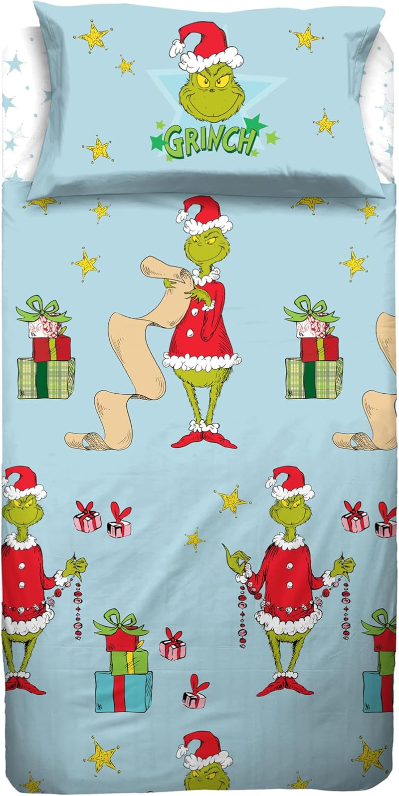 Hermet Grinch Single Bed Sheet Set, 100% Cotton, Single Bed Set, Top Sheet + Fitted Sheet + Pillowcase image number 3