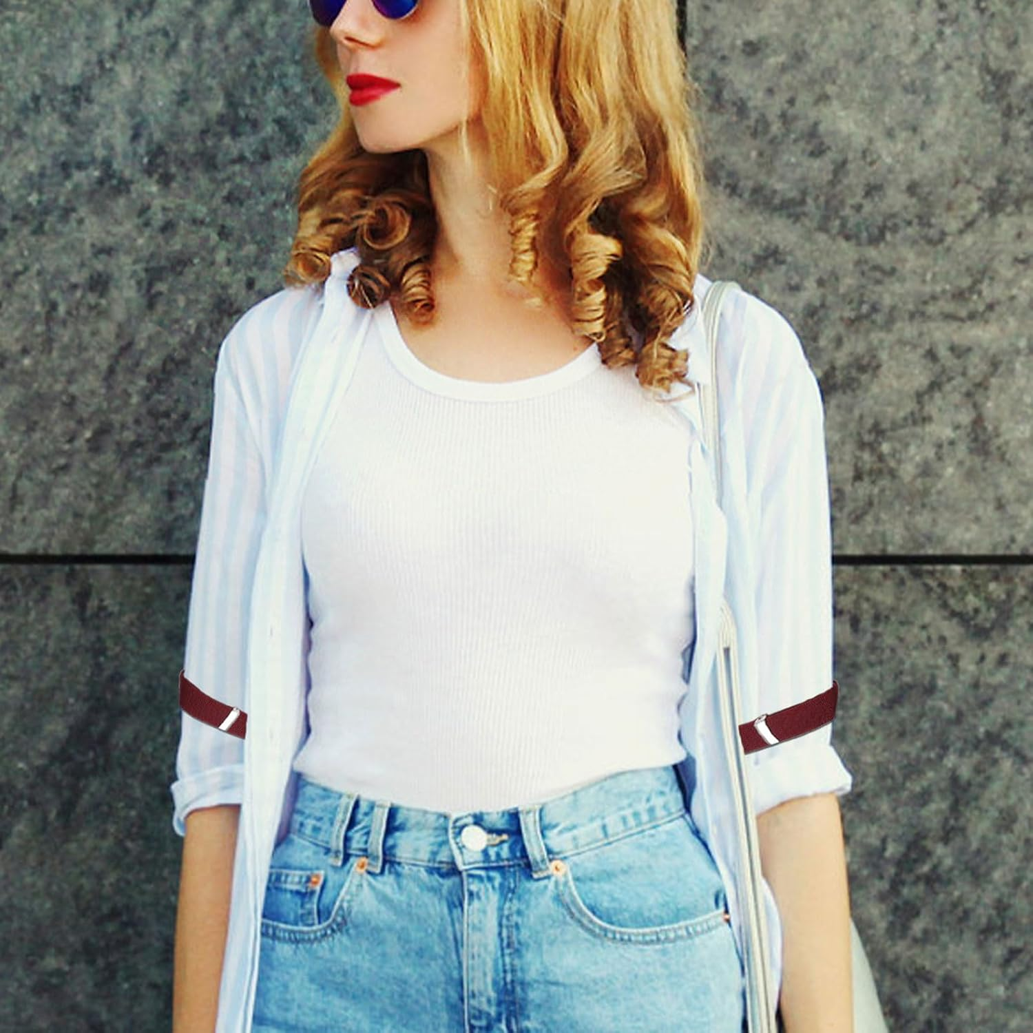 Elastic Adjustable Shirt Sleeve Holders, Arm Garters for Men, Sport Armband Strap for Women and Men image number 1