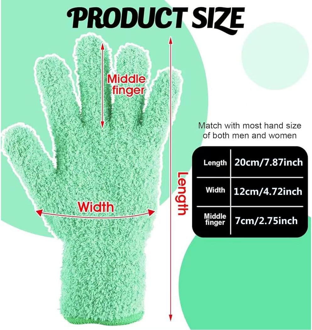 Idopick 2 Pairs Microfiber Gloves for Plant Dusting, Reusable, Washable Mittens Dusting Gloves for House Cleaning Shutters Windows outside Plants House Cars image number 6