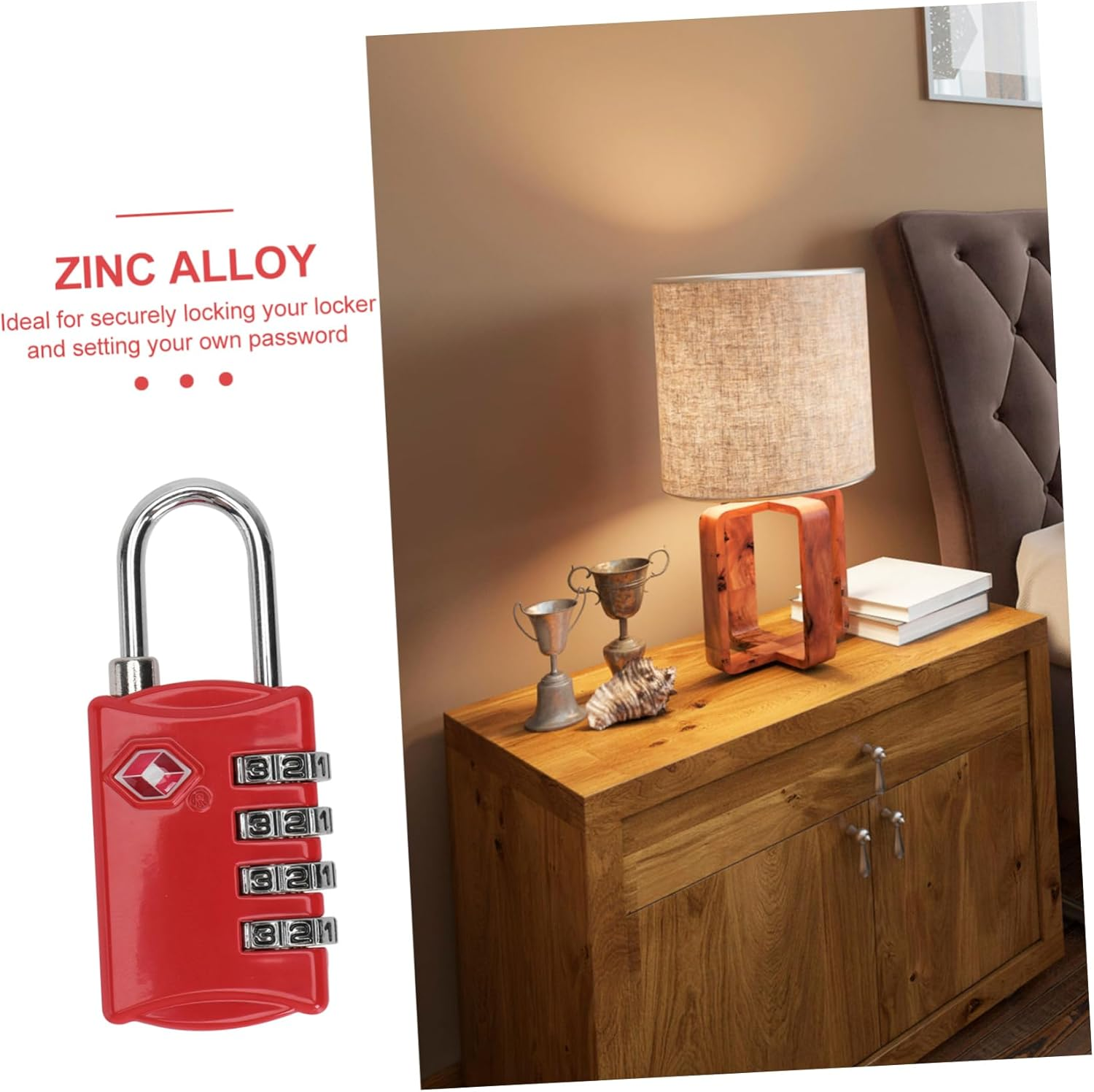 Veemoon Easy Reset 3 Combination Lock Padlock Approved Luggage Locks for Suitcases Toolboxes image number 5