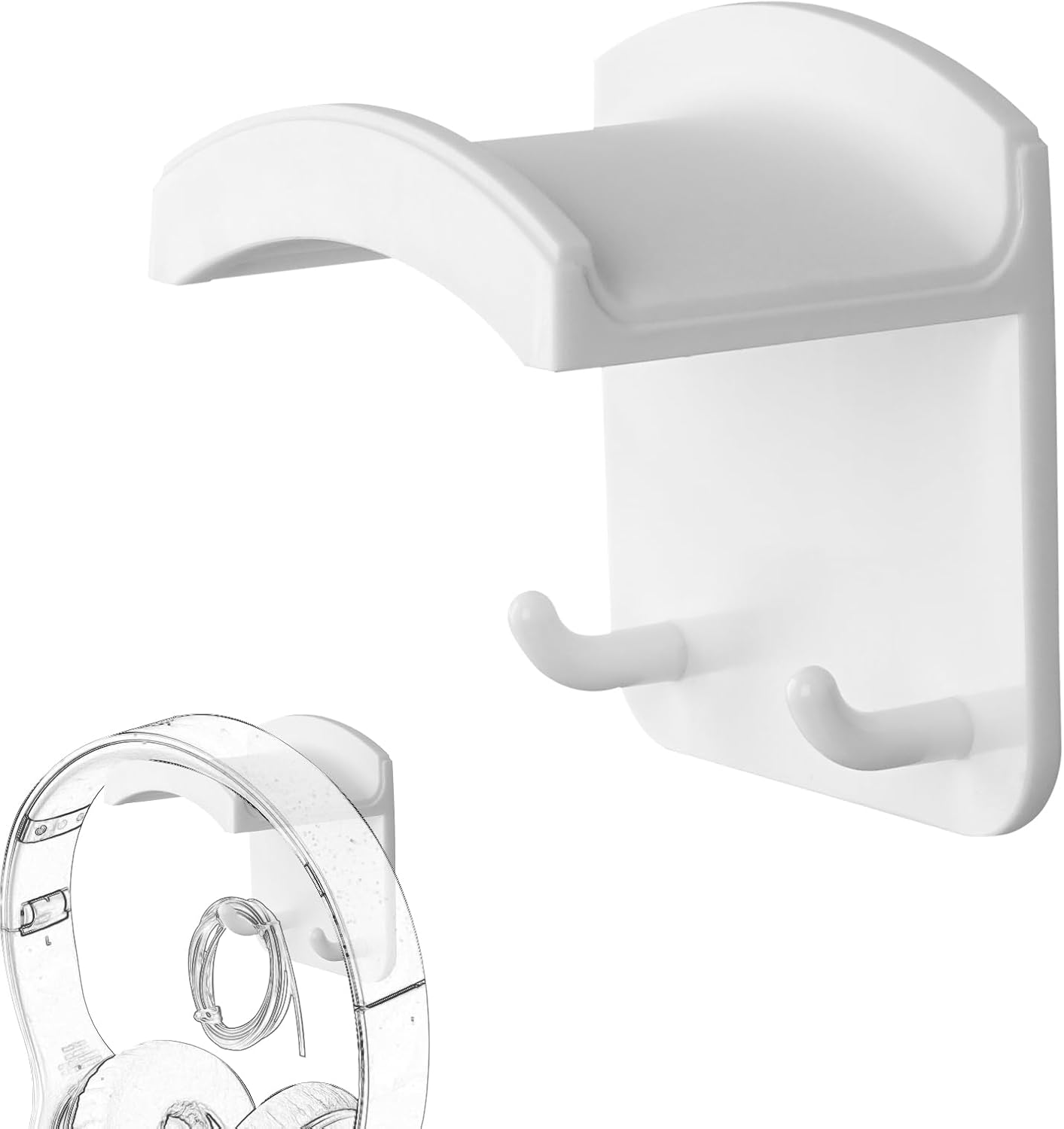 Geekria Gaming Headset Headphone Hook Holder, Headphone Wall Mount Headset Holder, Headsets Hanger Compatible with Bose, Sony, ATH, AKG, JBL, Beats (White)