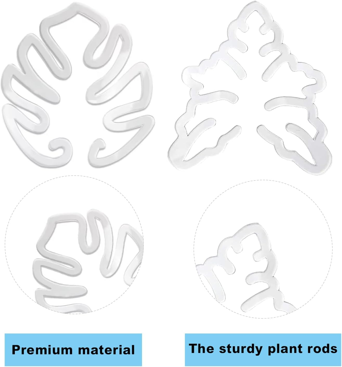 2PCS Monstera Plant Support for Growing Plants, Plant Life Support,Indoor Plant Stakes,Monstera Moss Pole,Leaf Plant Growth Accessories for Indoor & Outdoor Plants,Acrylic Plant Support Ring