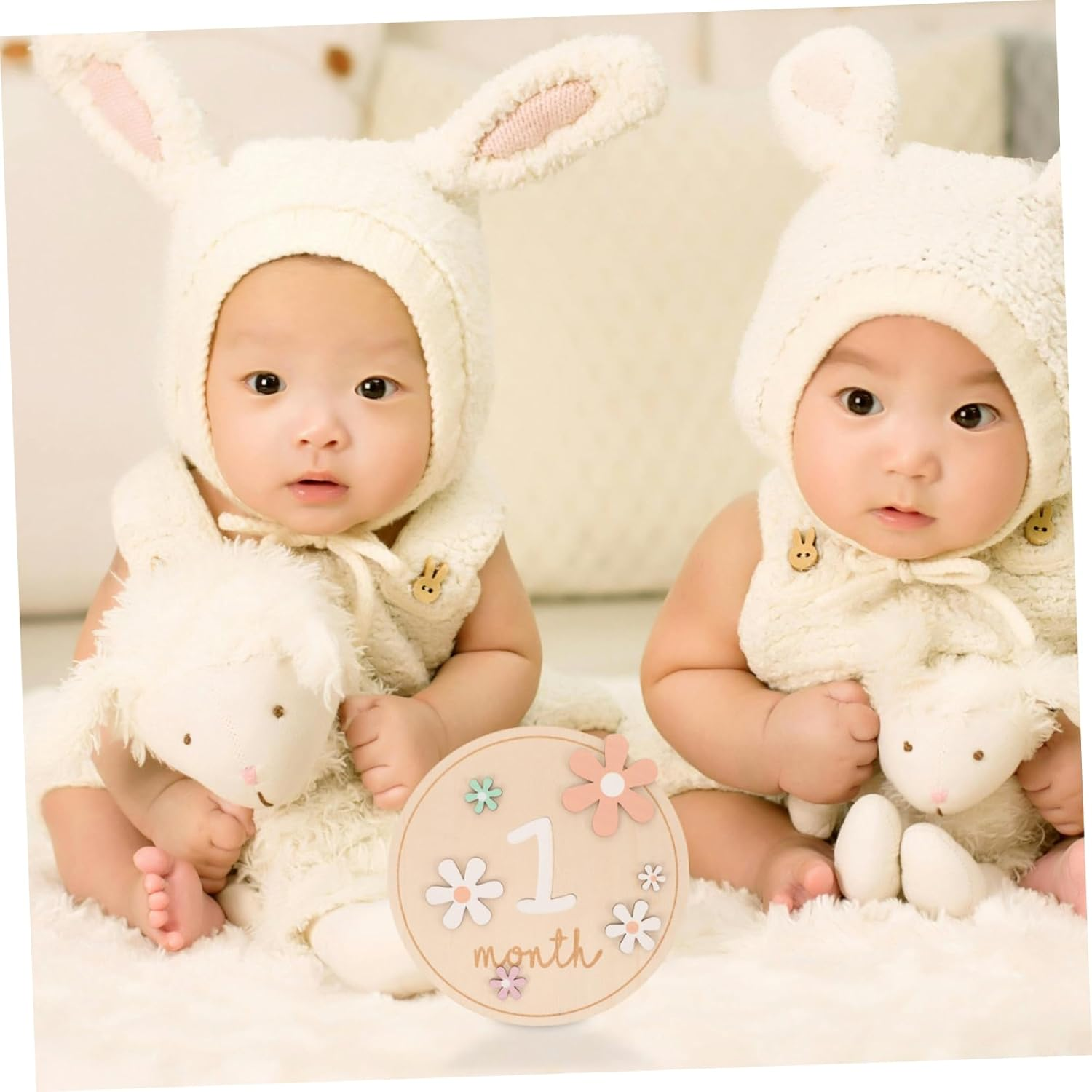 HANABASS Milestone Cards Wooden Monthly Announcement Discs for Newborn Photography Props Lightweight Decor for Showers and Gender Reveals Boxed image number 6