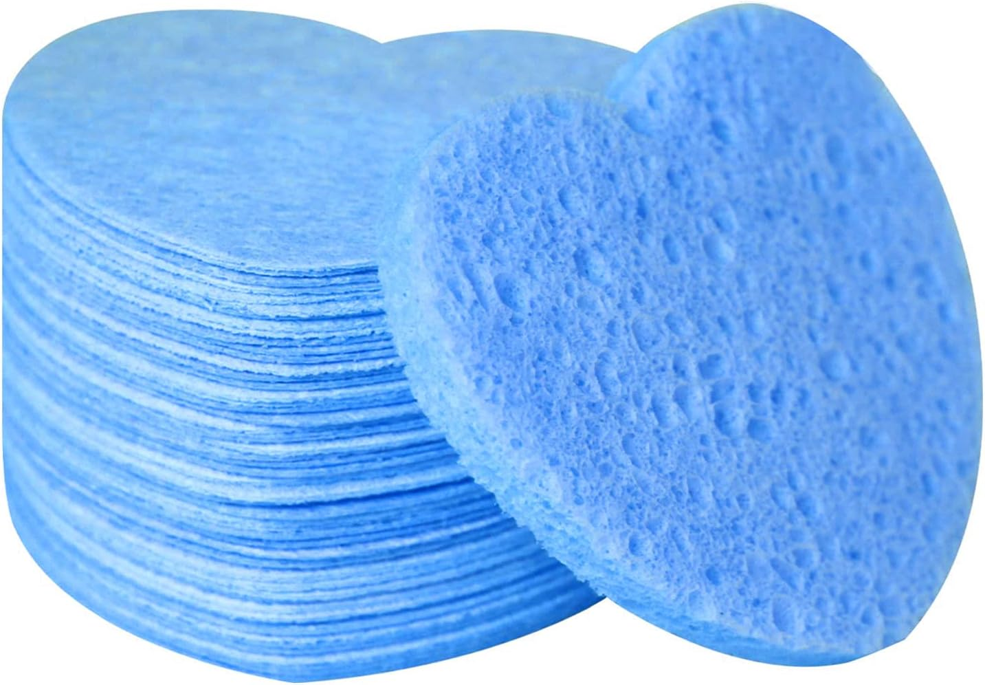 50-Count Facial Sponges Compressed, 100% Natural Cellulose Face Sponge Professional Cosmetic Spa Sponges for Face Cleansing, Exfoliating Mask, Makeup Removal for Travel and Home, Blue