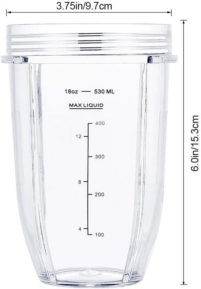 Blender Cups for Ninja Blender, 18OZ Cup with Sip & Seal Lids Compatible with 900W 1000W Nutri Ninja Blender Auto Iq Series (2 Pack) image number 5