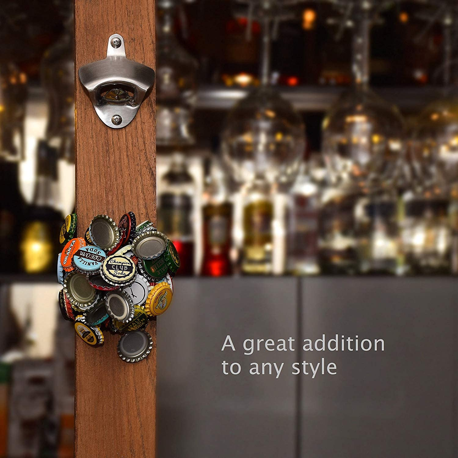 Wall Mounted Beer Bottle Opener with Magnetic Cap Catcher | Unique Present for Friends, Men, Women, Housewarming Gifts | Dad Birthday Gift Ideas