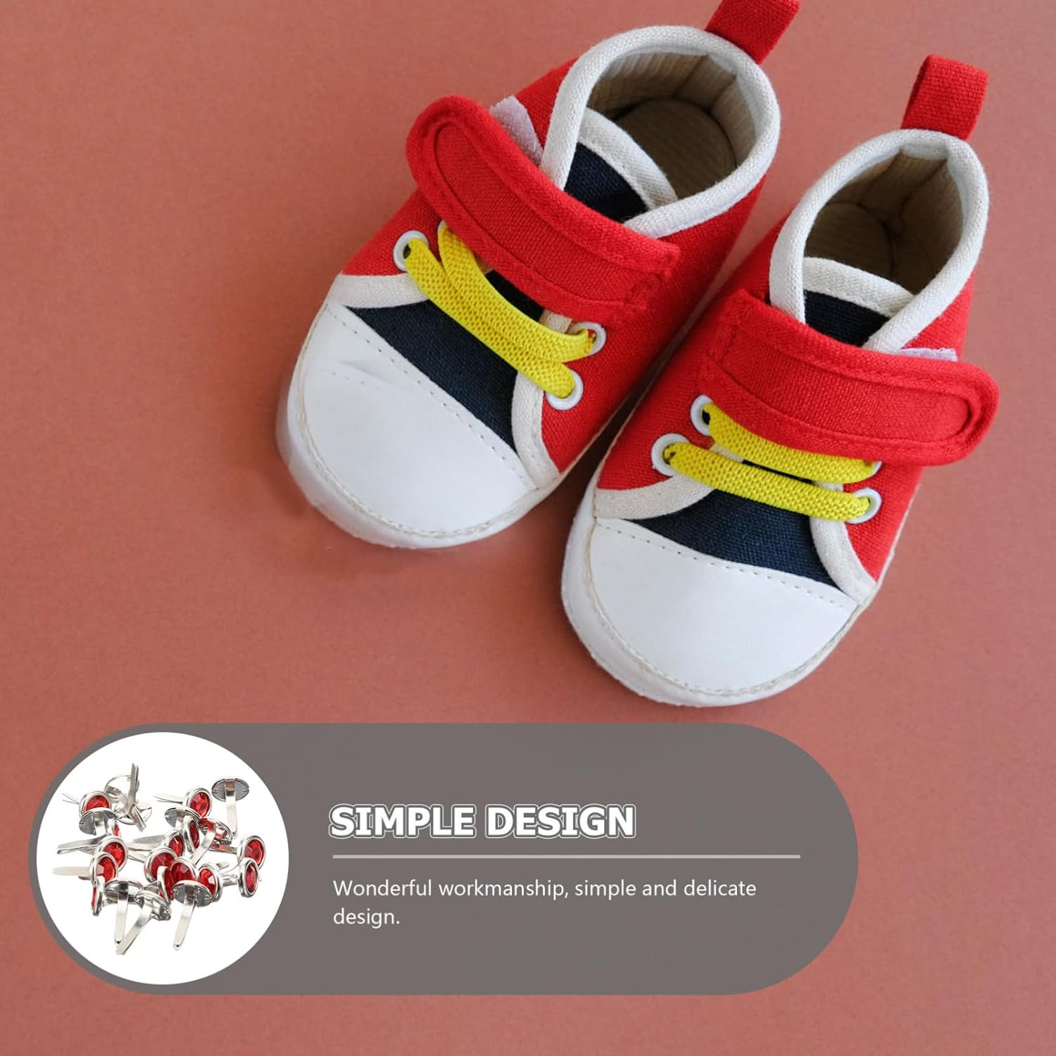 ARTIBETTER 100Pcs Colorful round Metal Brads for Boys and Girls DIY Crafts Red Decorative Fasteners Two-Legged Nails for Scrapbooking and Art Projects image number 5