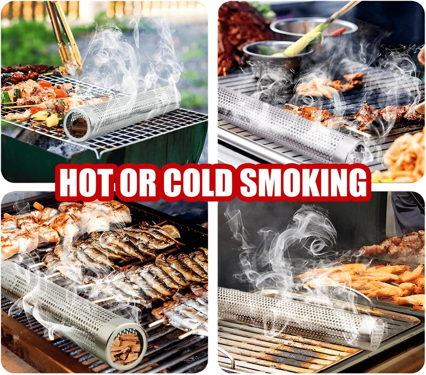 Smoke Tube for Pellet Grill, 5 Hours of Billowing Smoke, Stainless Steel Pellet Smoker Tube for All Grill or Smoker, Hot or Cold Smoking (Round-6 Inch) image number 2