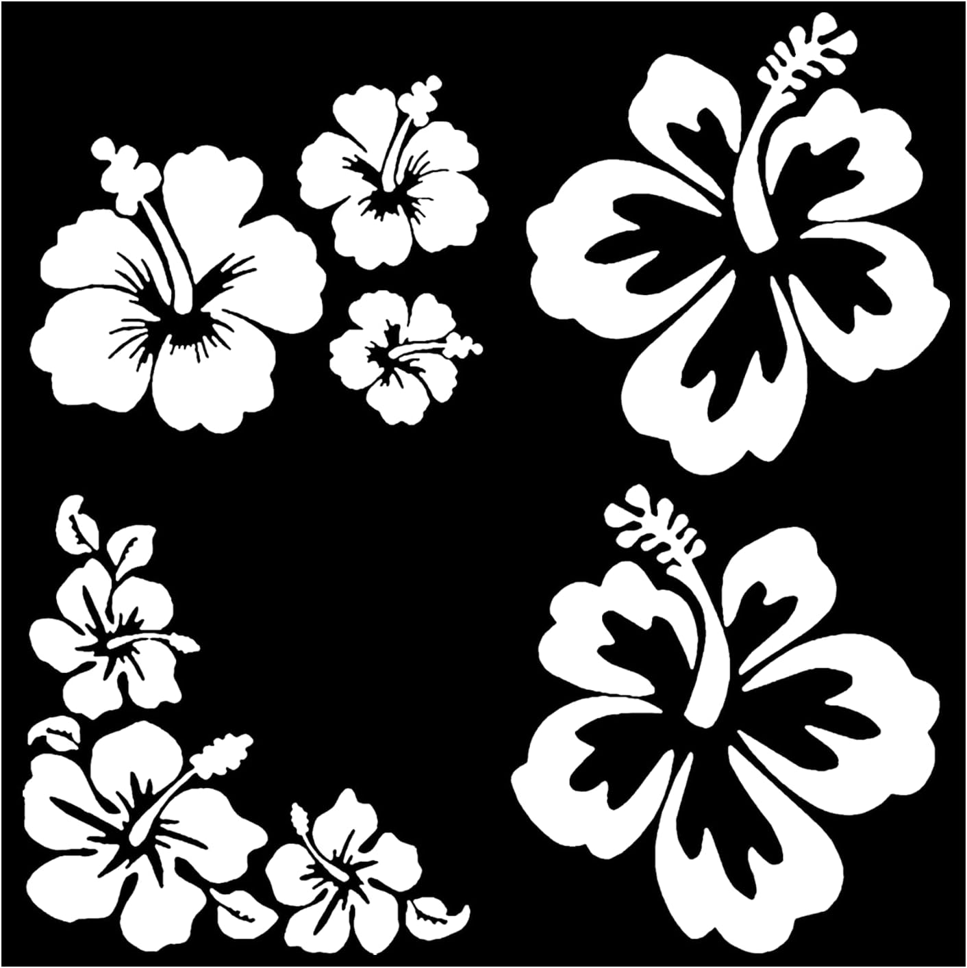 Hawaiian Hibiscus Flower Car Decal Sticker, Waterproof PET Decal, Car Bumper Sticker, Automotive Exterior Decoration Sticker Decal for Car, Truck, SUV, Door, Wall, Laptop (Black, 5.82&rdquo;&times;5.39&rdquo;) image number 4