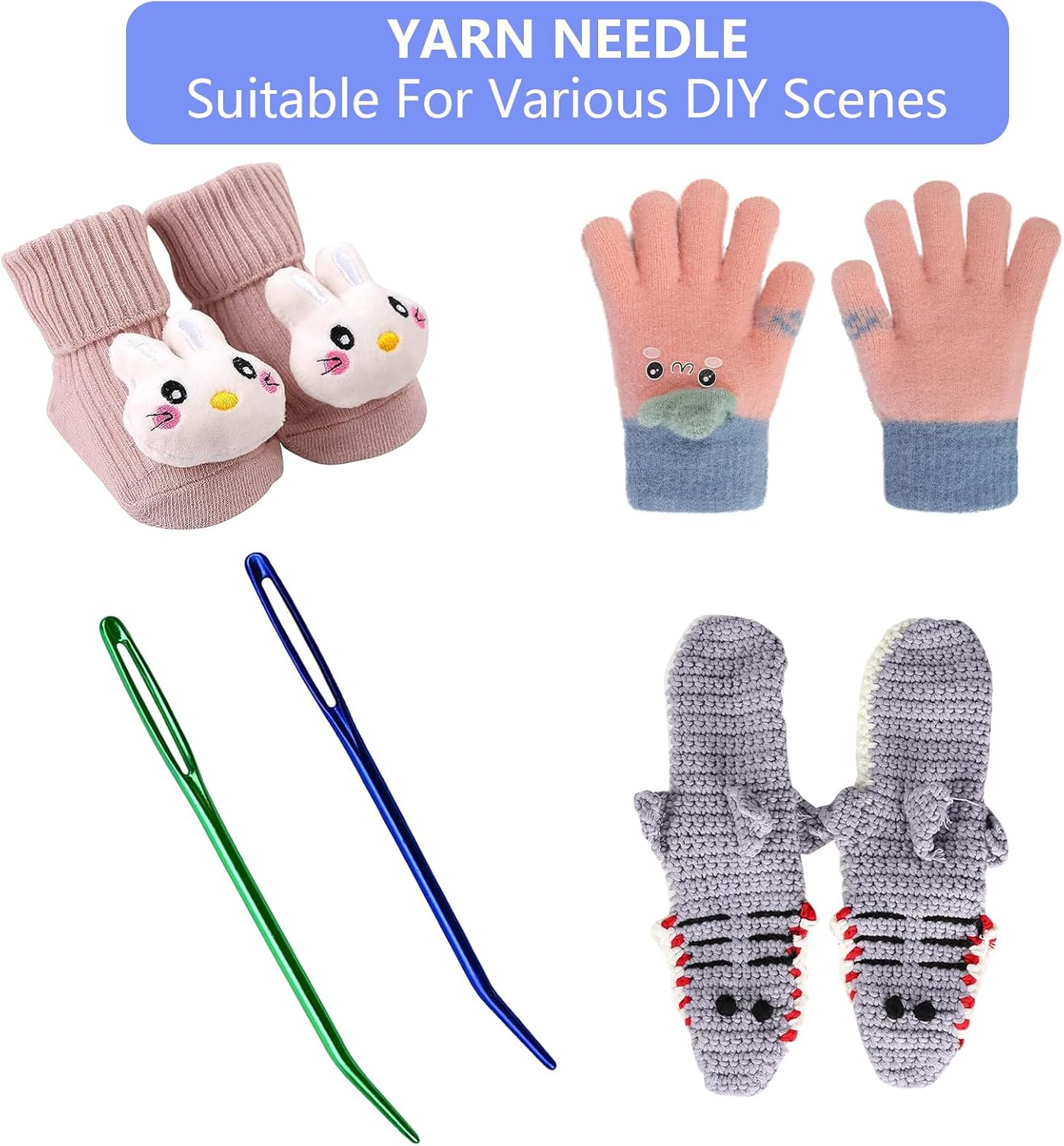 10Pcs Yarn Darning Tapestry Needle,Large Big Eye Weaving Needle for Tapestry,Blunt Yarn Needles,Bent Tip Embroidery Needles,Weaving,Sewing Wool,Darning,Knitting Crochet with Iron Box image number 3