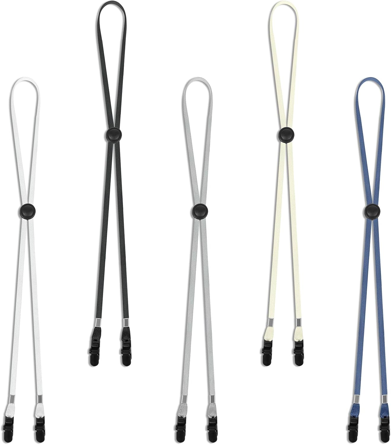 5Pcs Adjustable Hat Strap Clips, Windproof Removable Chin Strap Strap for Hat with Retainer Clip & Cord Lock, Anti-Lost Sun Hat Cap Clips Chin Cord Straps for Golfing Travel Boating Fishing, Black, image number 5