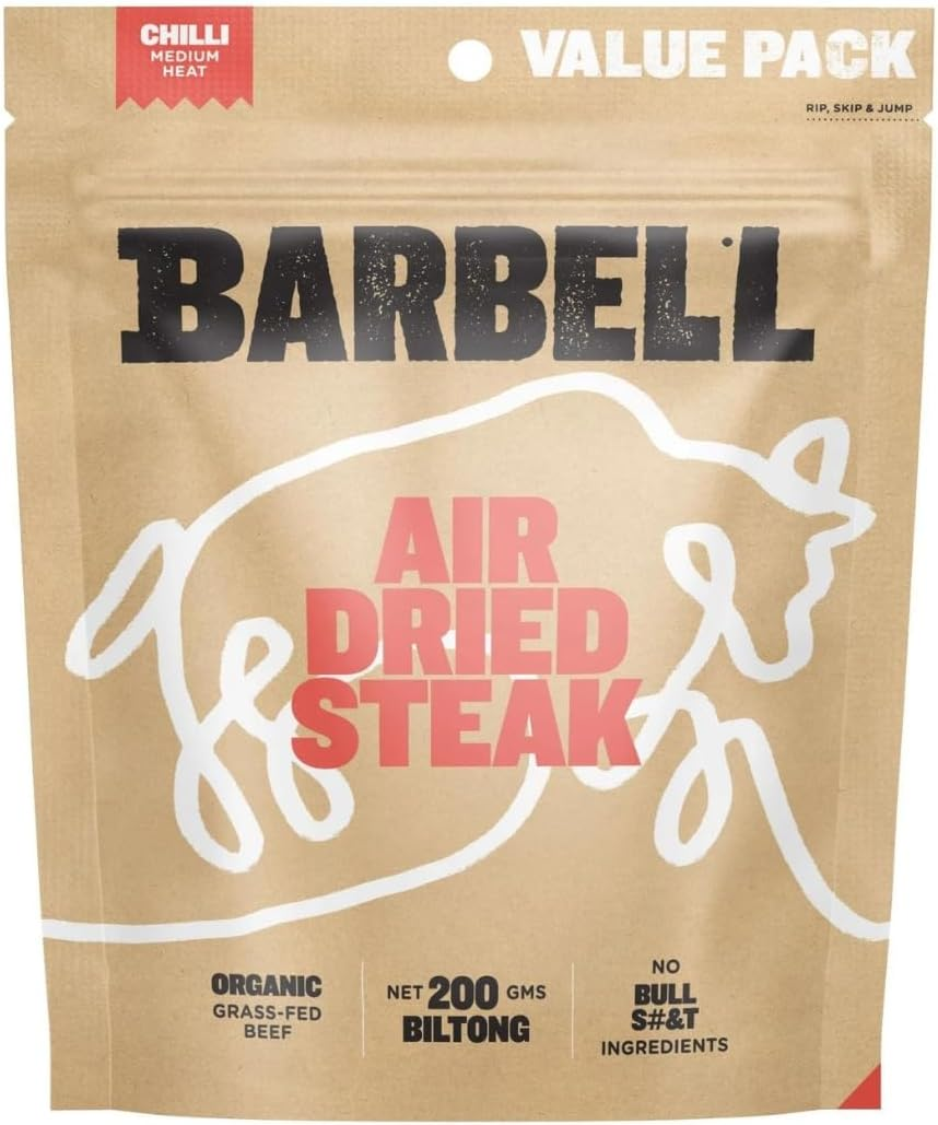 Barbell Biltong Air Dried Steak, Mixed Box, 6X200G Bags, Grass-Fed Beef, High Protein Meat Snack image number 4