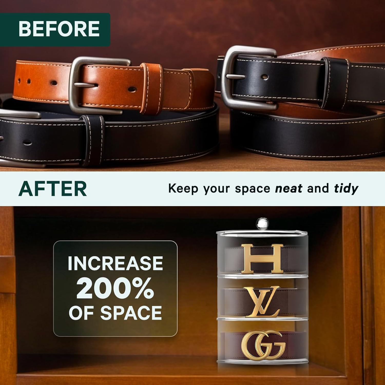 STUDIOMYO Acrylic Belt Organizer, 5-Layer, Clear, Minimalist, Dustproof, Unisex, Ideal for Jewelry, Watches, Cosmetics image number 4