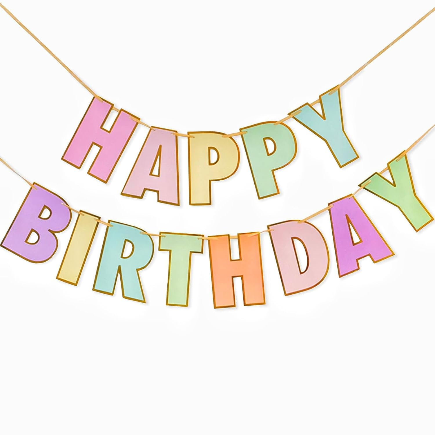 Macaron Happy Birthday Banner - Pre-Strung, 9 Ft | Birthday Decor, Backdrop | Banner for Women, Kids image number 6