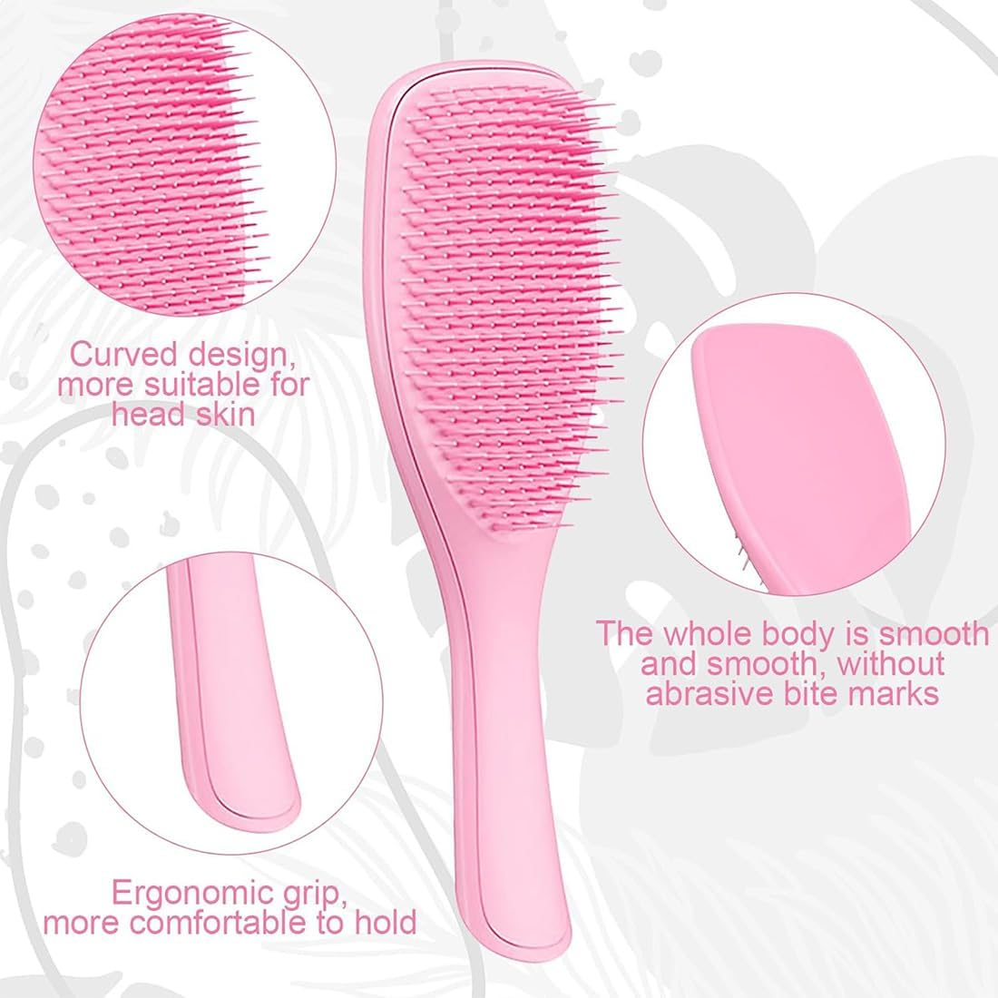 Hair Brush, Pink Detangler, Detangling Brush for Shower, Combing without Pulling, Ideal for Dry & Wet Hair, Ergonomic Handle, Painless Detangling, Ideal for Conditioner Distribution image number 3