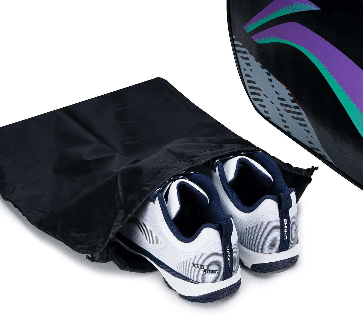 Li-Ning Dolph 6-In-1 Thermal Badminton Kit Bag | Badminton Kitbag | Spacious | Easy - Access Compartments | Unisex - Men, Boys, Girls, Women - Black image number 5