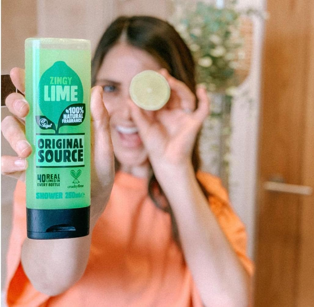 ORIGINAL SOURCE SHOWER GEL SET 4X250ML NEW FRAGRANCE FRESH SEA SALT & SAMPHIRE, ZINGY LIME, SWEET RHUBARB & RASPBERRY, LAID-BACK LAVENDER & TEA TREE BODY WASH TREE, COMBO PACK image number 3