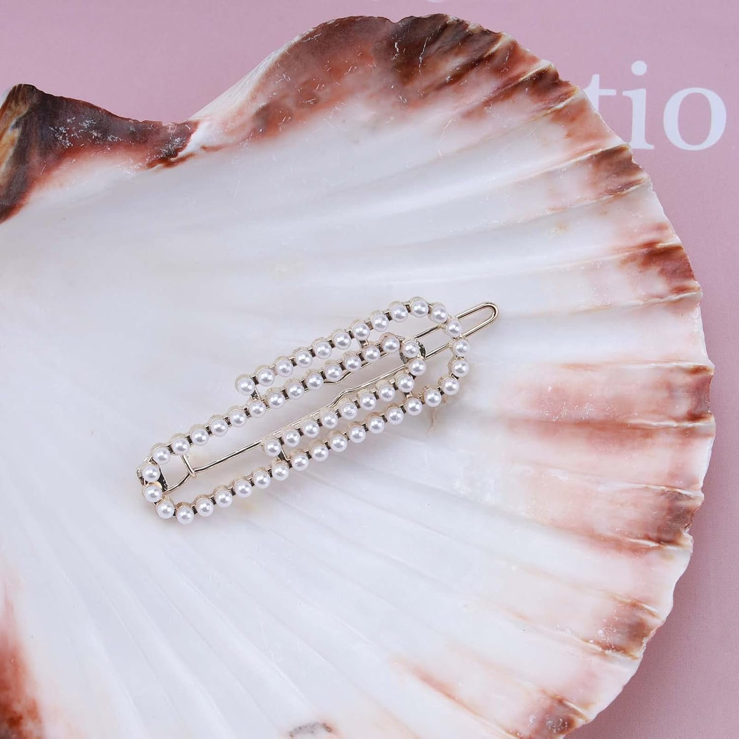 Andelaisi Boho Pearl Hair Clip Barrette Gold Pearl Hairpin Clips Vintage Paper Clip Hair Barrette Clip Tiny Pearl Head Clip Accessories for Women and Girls Headdress image number 1