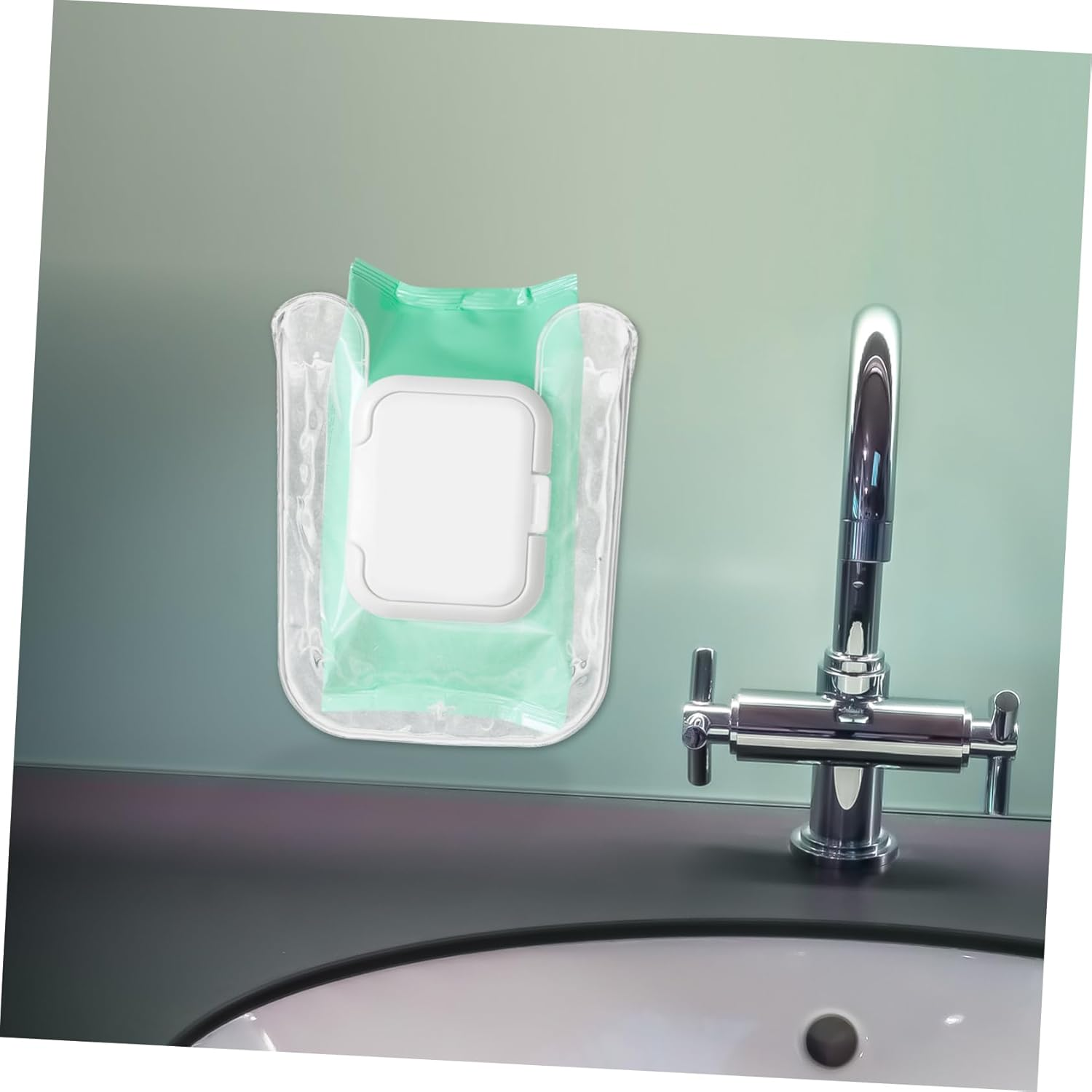 BESTYASH Wall Mount Tissue Dispenser Holder Punch Wipe Storage Box for Kitchen and Bathroom Transparent White Design Versatile Mounting Options for Easy Organization image number 6