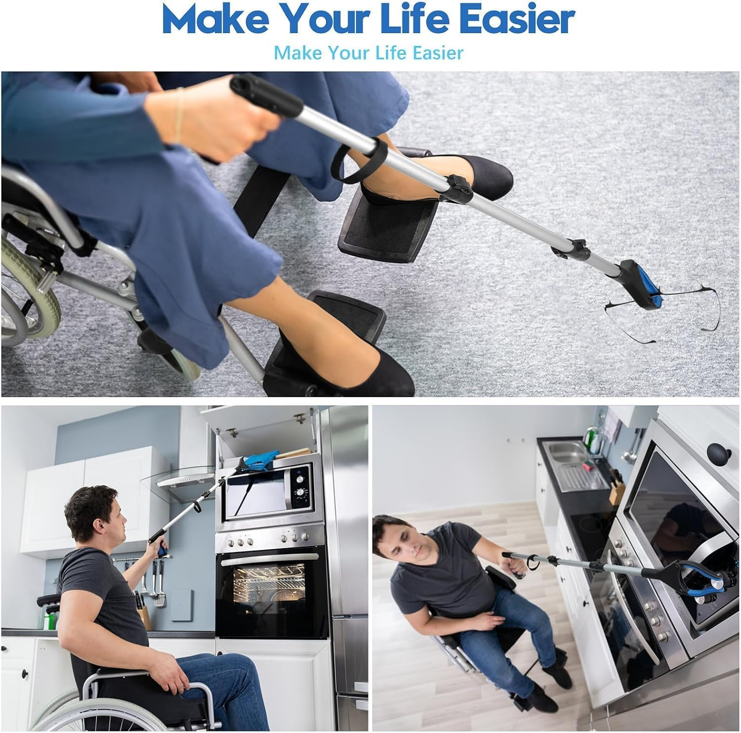 43 Inch Grabber Reacher Tool, Grabbers for Seniors Heavy Duty, Trash Picker Upper Grabber, Collapsible and Easy to Store, Wide Jaw, Grips Items Easily and Securely image number 1