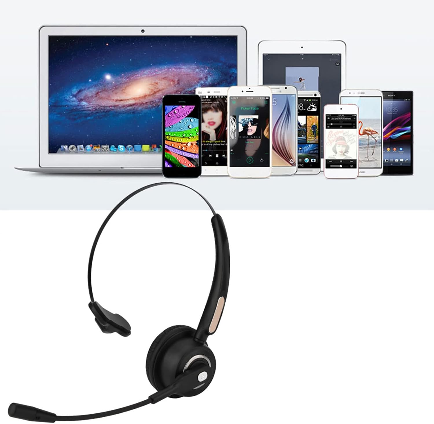 Dpofirs Trucker Bluetooth Headset with Microphone, Noise Cancelling Wireless Call Center, 12 Hours Long Call, Comfortable Wearing Over-Ear Headphones in Black image number 4