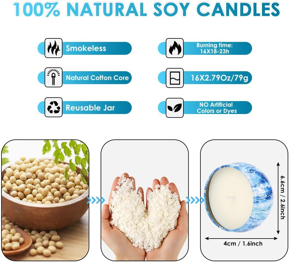 WOTOW Scented Candles Gift Set,16 Pack 79G Relaxing Aromatherapy Scented Candles Clearance, Travel Tin Stress Relief Candles for Home Scented, Women, Mother&rsquo;S Day, Christmas image number 1