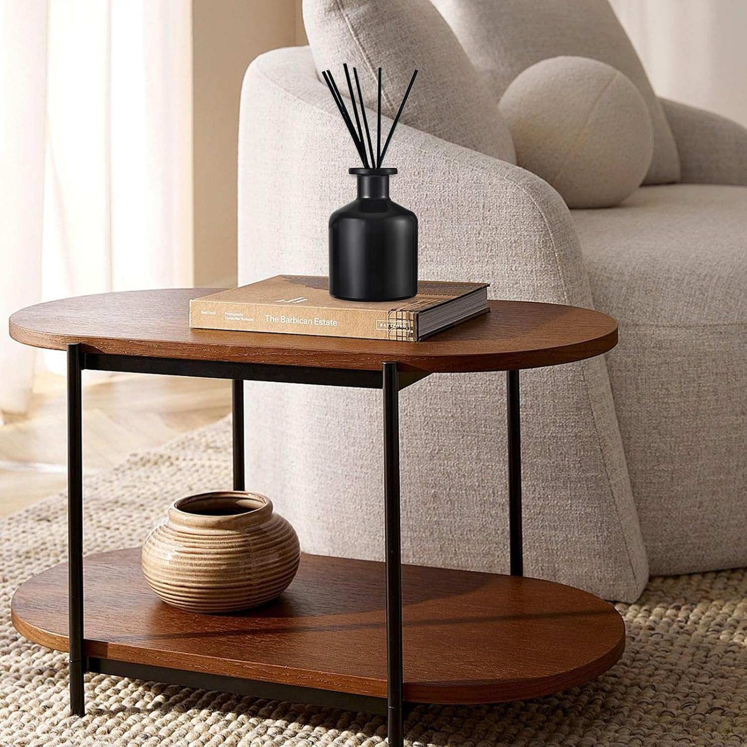 DEARBAG Set of 2 Black Glass Diffuser Bottles Set, 200 Ml Matte Glass Bottles for Room Fragrance Diffuser, Empty Diffuser Bottle, Aroma Diffuser Bottles Container for Essential Oils, Aromatherapy image number 6