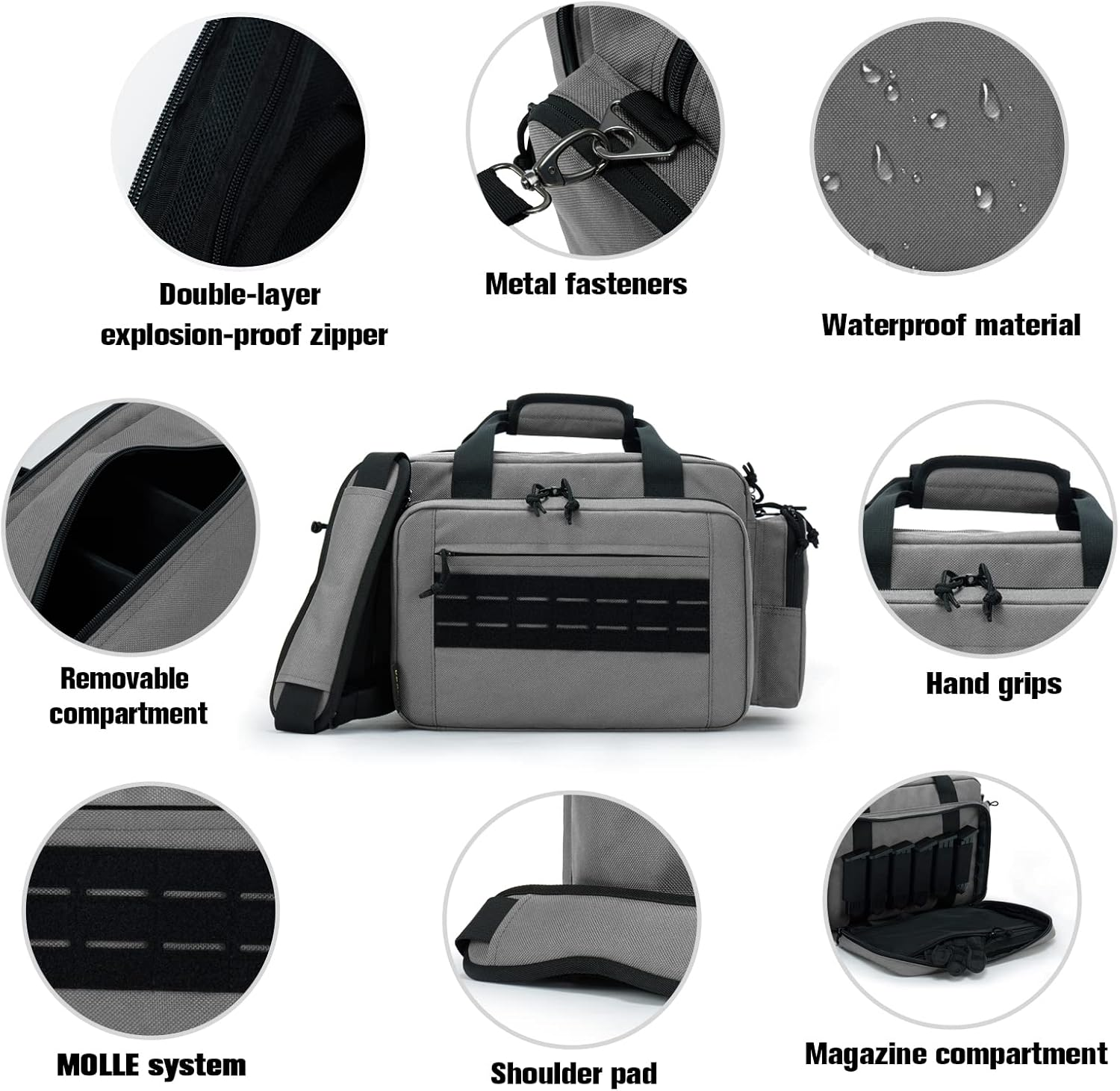 VEAGIA Range Bag,Pistol Case,Gun Range Bags for Handguns and Ammo Pouch 2 Pistols Soft Carrying Shooting Bag - Army Green 1.0 image number 3