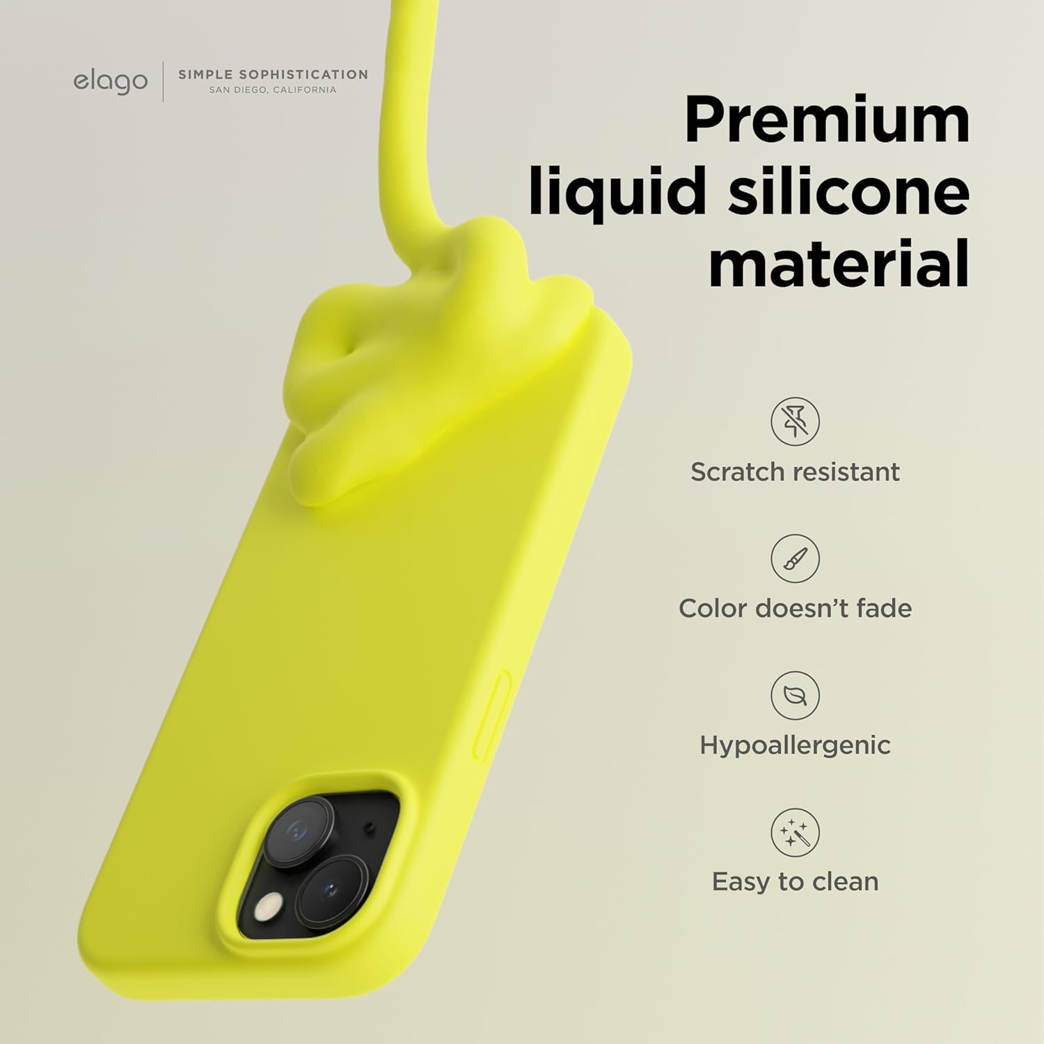 Elago Liquid Silicone Case Compatible with Iphone 15 plus Case, Premium Silicone, Full Body Protective Cover [4 Layer Shockproof Structure], Anti-Scratch Soft Microfiber Lining (Neon Yellow) - Birght Blue image number 2