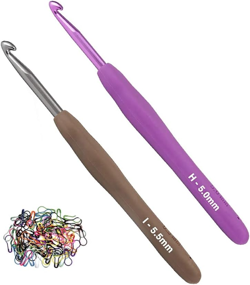 4Mm and 4.5Mm Crochet Hook，2Pack Size Crochet Hook Aluminum Soft Grip Rubber Handle Needles,Ergonomic Handle Crochet Hooks Set, Crochet Needle for Beginners and Experienced Crochet Hooks Lovers image number 4