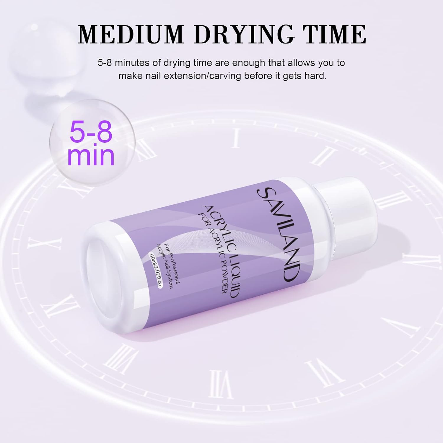 Saviland 2 Oz Acrylic Liquid for Acrylic Powder System Professional Acrylic Nail Supply Low Smell Non-Yellowing Acrylic Nail Liquid for DIY Nail Art image number 6