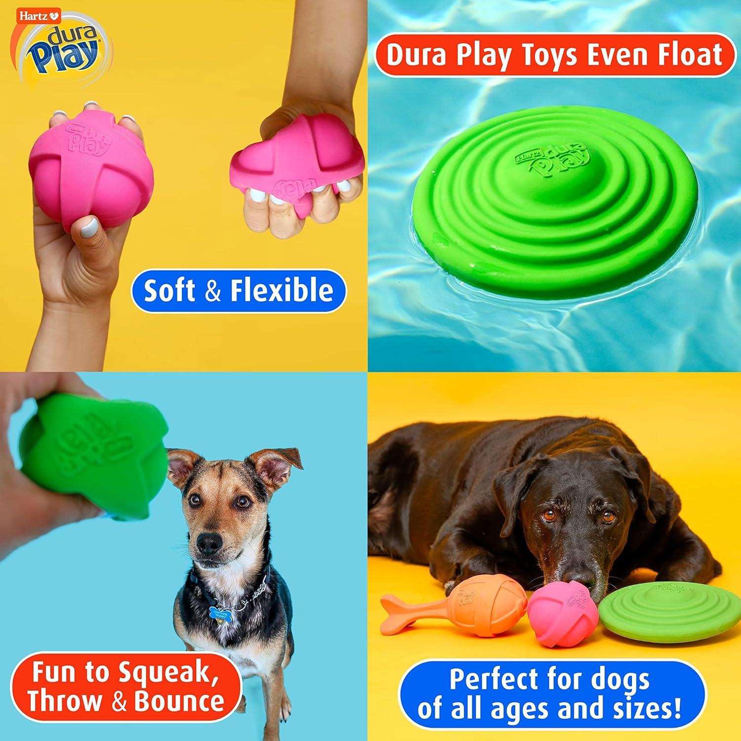 Hartz Duraplay Ball Squeaky Latex Dog Toy, Medium 3 Pack image number 5