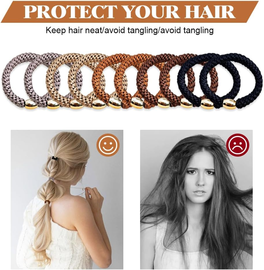 HMCEY Pack of 10 Women'S Hair Bobbles Scrunchies Colourful Tie Hair Elastics Ponytail Holder Hair Bands Multicoloured Suitable for All Hairstyles