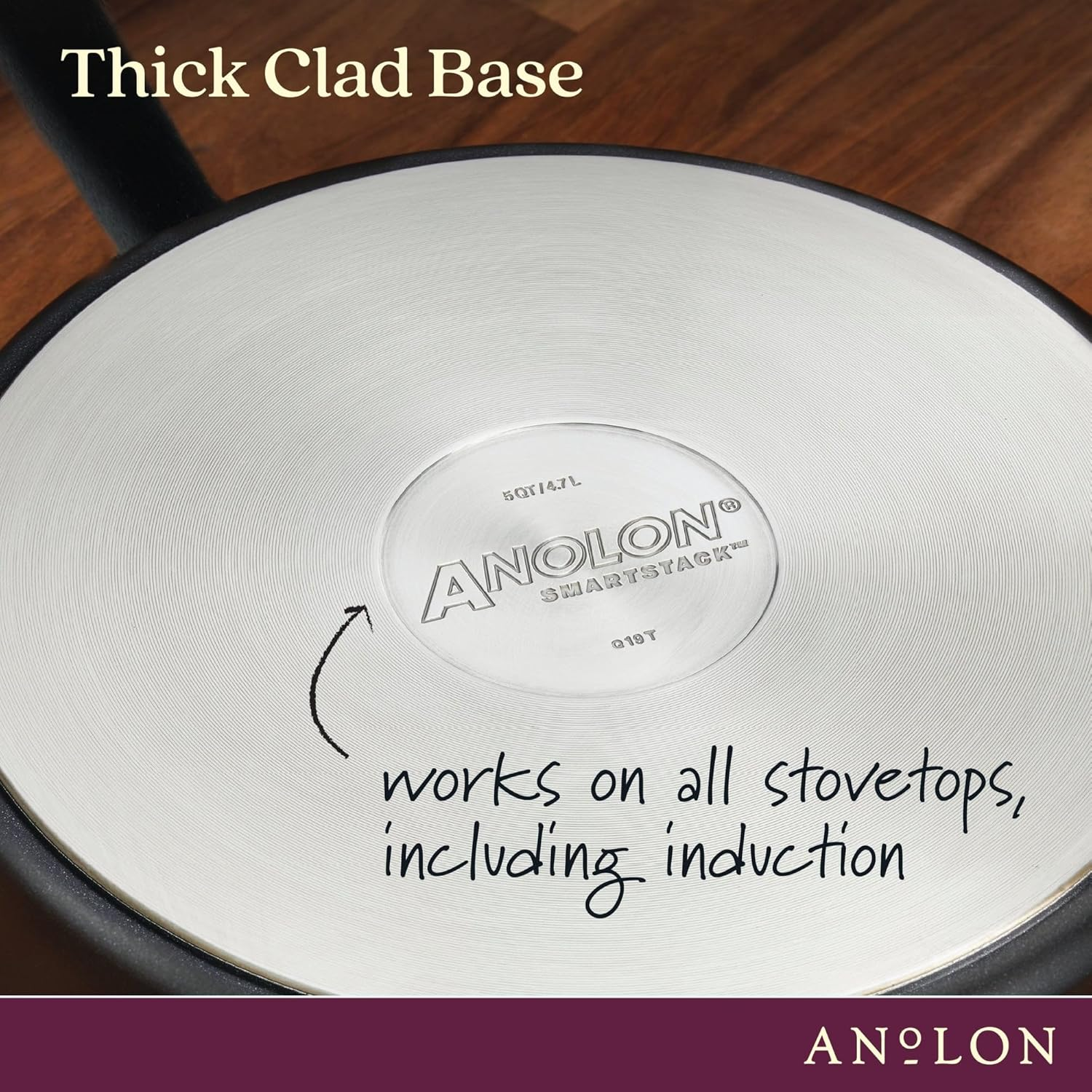 Anolon Smart Stack Hard Anodised Non Stick Cookware 22/25Cm Frying Pan Twin Pack, Skillet Pack, Pots and Pans, Induction Compatible, Dishwasher Safe, Oven Safe, Black