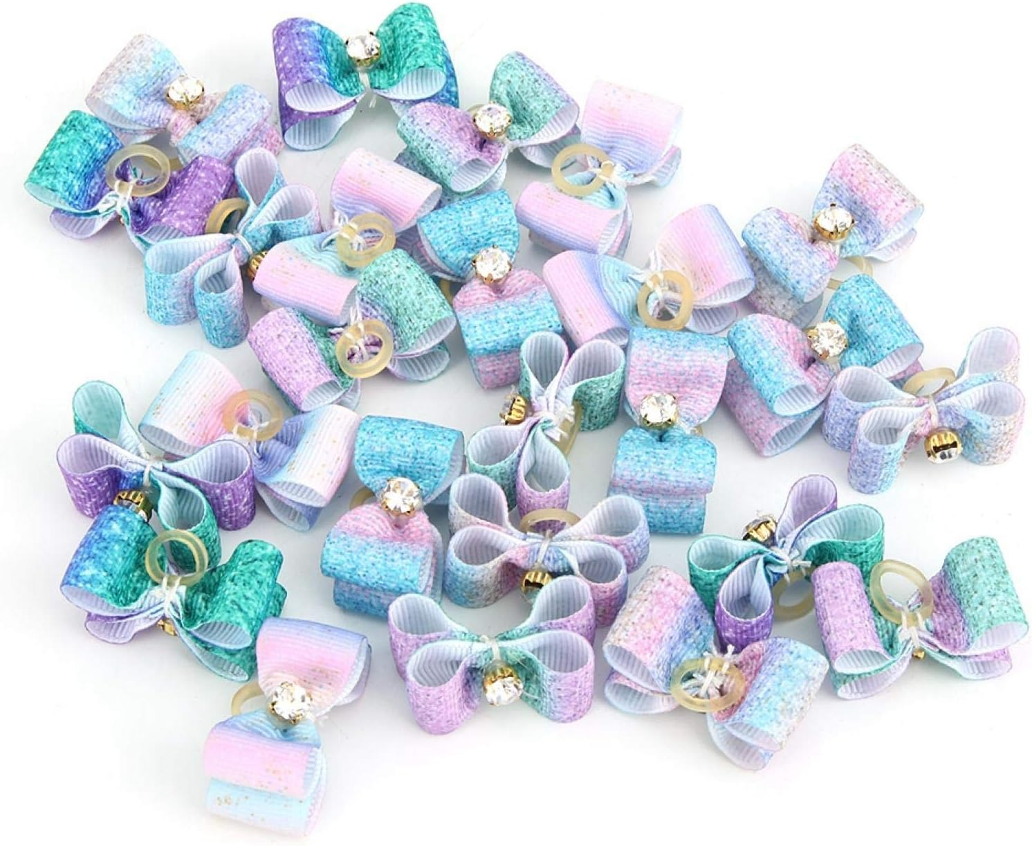 EVTSCAN Pet Hair Bows, 25 Pieces Gradient Ramp for Pets, Hair Bows, Grooming Accessories for Cats, Medium and Small Dogs, 1.2 X 0.8 X 0.8 Inch image number 4