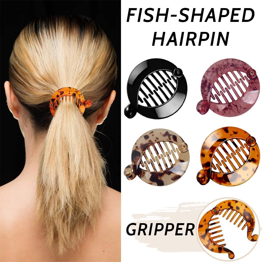 SJBAUTYO Pack of 4 Banana Clips, Hair Clips, Banana Fish, Banana Clip, Combs Fish Clips, Banana Clip, French Banana Clip for Women, Girls for Long, Curly or Straight Hair