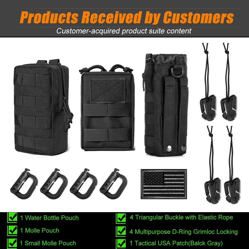 Upgraded Sports Water Bottle Pouch Bag, Drawstring Molle Holder, Travel Mesh Hydration Carrier for Tactical Pouches - Acu-2Pack image number 7