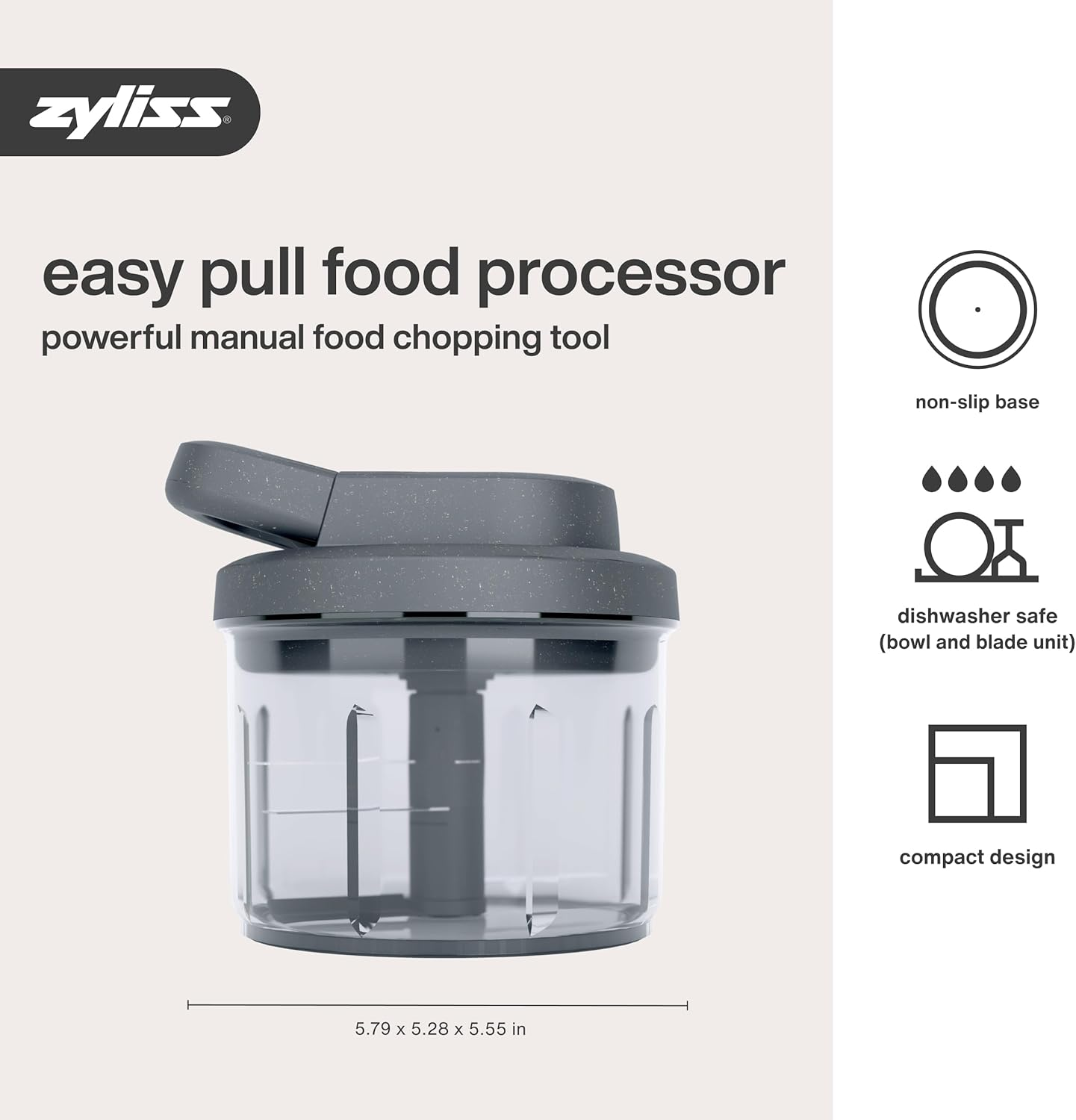 Zyliss Easy Pull Food Processor Grey image number 3