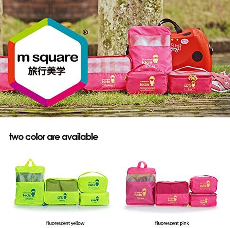 M Square Travel Accessories/Travel Organizer/Travel Bag/Daily Bag 4 Piece Set Utility Kids Lightweight Multifunction Foldable Travel Bags (Pink)